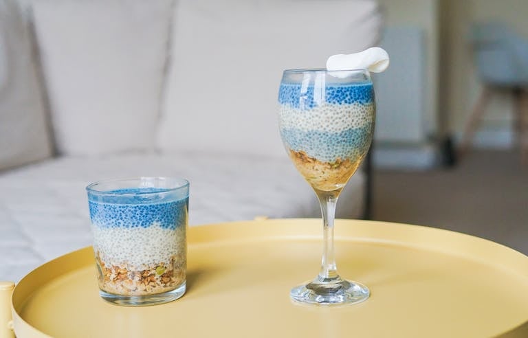 Delicious chia seed parfaits with layers of yogurt and granola, perfect for a healthy breakfast.